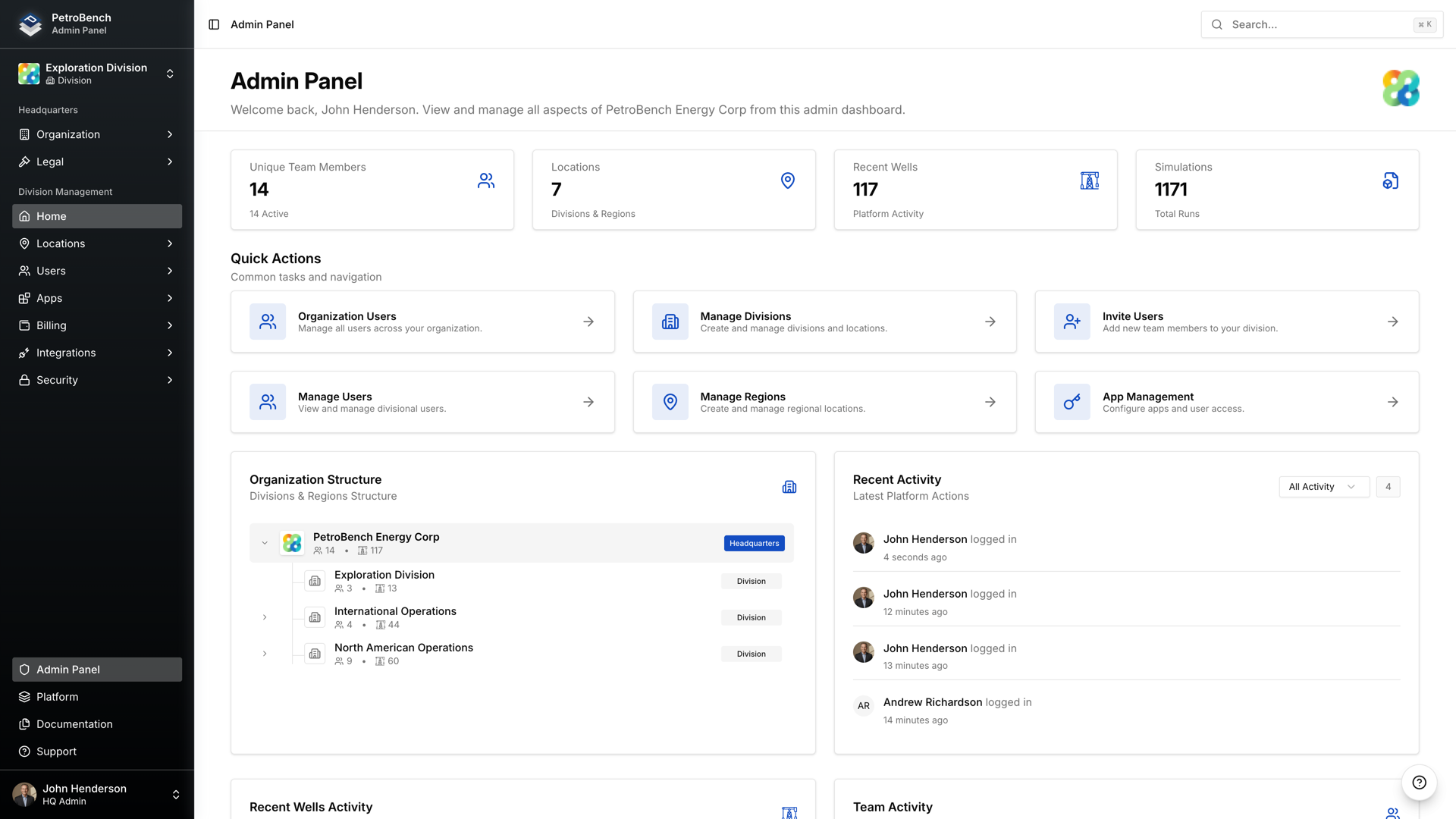 PetroBench Platform Dashboard